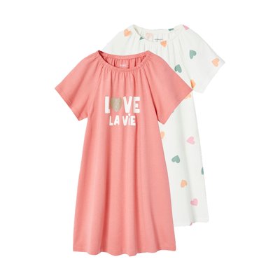 Lot de 2 chemises de nuit coeurs VERTBAUDET