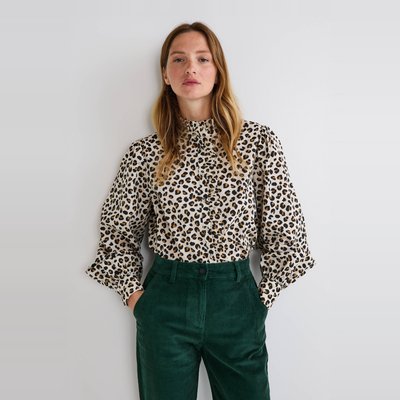 Blouse manches longues imprimée avec col montant en coton BIO MONOPRIX