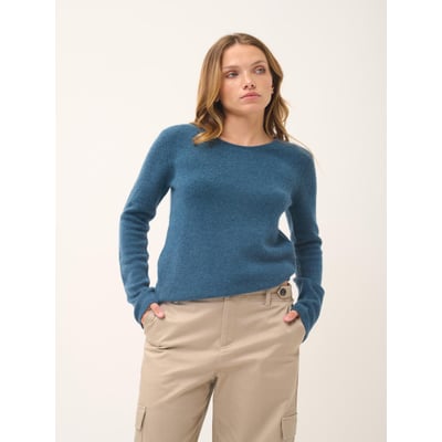 Pull Col Rond 4 Fils Vert Canard Chiné Joyce JUST CASHMERE