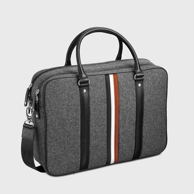 E2R Sac ordinateur 15 pouces homme gris tissu et cuir Dino OH MY BAG