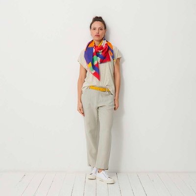 Foulard Carre He'E Nalu Multicolore en coton 100x100cm BENSIMON