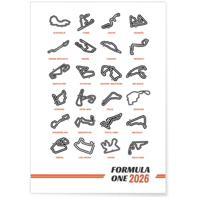 Affiche Circuits Formule 1 2026 L'AFFICHERIE