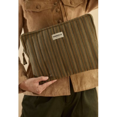Pochette ordinateur en coton, RAYURES GABRIELLE PARIS