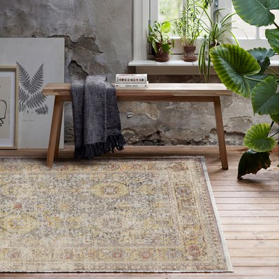 Tapis vintage boheme poil ras et franges , SOHO FASHION WECON HOME