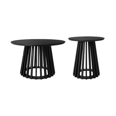 Set de 2 tables basses rondes effet bois et bois de sapin Ø40cm et Ø60cm CLARA SWEEEK