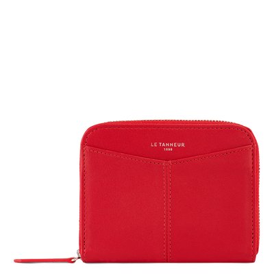 Porte monnaie zippé avec porte cartes amovible en cuir lisse CHARLOTTE LE TANNEUR
