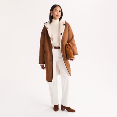 Manteau mi-long à capuche, réversible ANNE WEYBURN