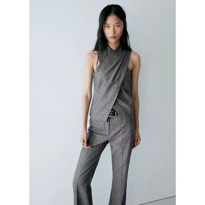 Top croisé en laine chinée MANGO