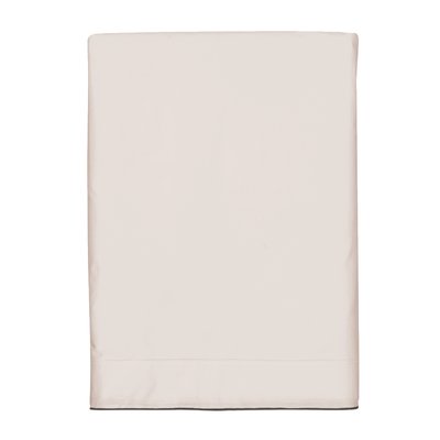 Drap plat en satin de coton lavé, RÊVE SATINÉ BLANC CERISE