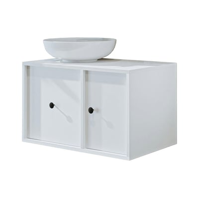 Meuble suspendu 1 tiroir 1 porte + vasque ronde EBE PIER IMPORT