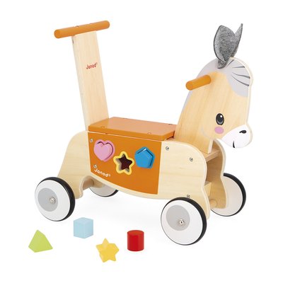 Porteur En Bois Âne Avec Boîte À Formes JANOD