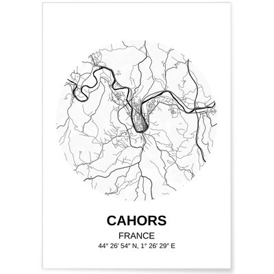 Affiche Carte Cahors L'AFFICHERIE