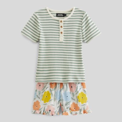 Pyjama chemise short rayé et imprimé en coton BIO GOTS MONOPRIX
