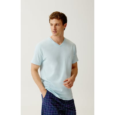 Tee-shirt en jersey de coton léger couleur unie Ciel ARTHUR