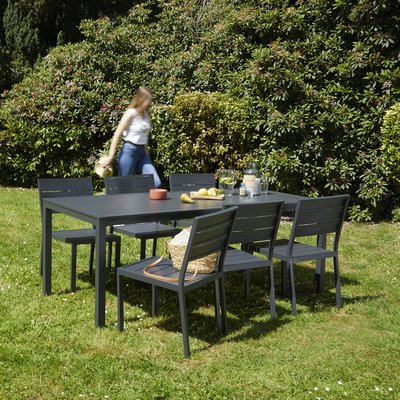 Salon de jardin en aluminium gris - 6 chaises CEMONJARDIN