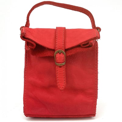 Pochette Cuir Italien Rouge - Sac à Main Petit Format, Fermeture Zip, Sans étiquette
