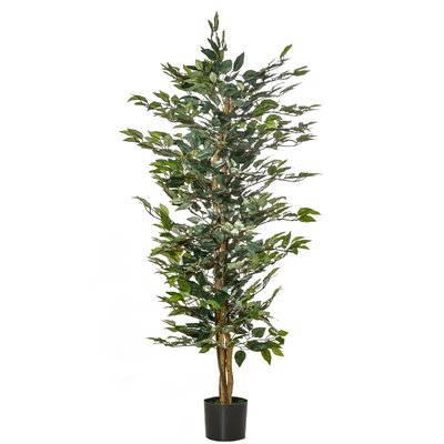 Plante artificiel ficus hauteur 1,5 m grand réalisme pot inclus HOMCOM