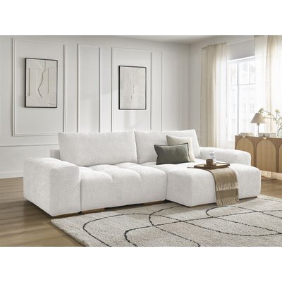 Canapé d'angle convertible 4 places en tissu bouclette, ANAKIN BOBOCHIC