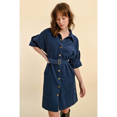 Robe velours bleu marine La Redoute