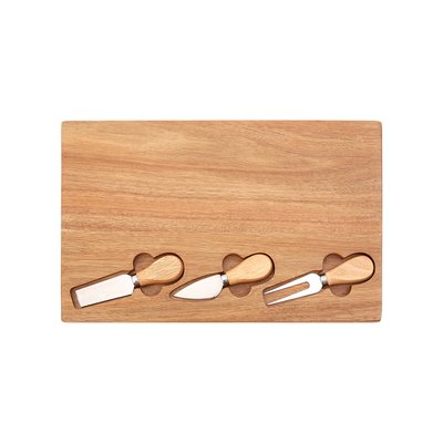 4-Piece Wooden Cheese Board with Knife Set SO'HOME