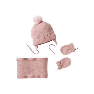 Ensemble  bonnet + snood + moufles VERTBAUDET