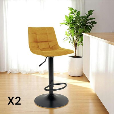 Tabouret de bar réglable en hauteur et pivotant, velours moutarde (lot de 2) SAVONE PIER IMPORT