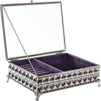 Écrin bijou en métal et verre lilas raffiné pour rangement précieux RECOLLECTION