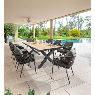 Lot de 2 fauteuils repas Oriengo aluminium et mailles tressées HESPERIDE