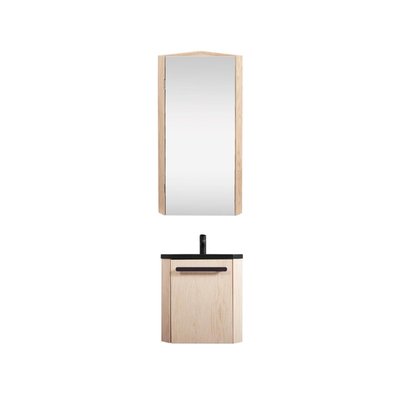 Ensemble lave-mains d'angle suspendu avec armoire d'angle décor chêne MOB IN