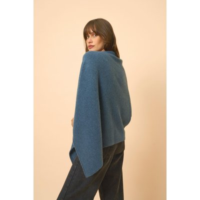 Poncho 4 Fils Vert Canard Chiné Ashley JUST CASHMERE