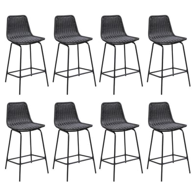 Lot de tabourets d'ilot et bar en métal et assise en rotin 65cm BALI|Lot de 8 | Lot de 8 MOB IN