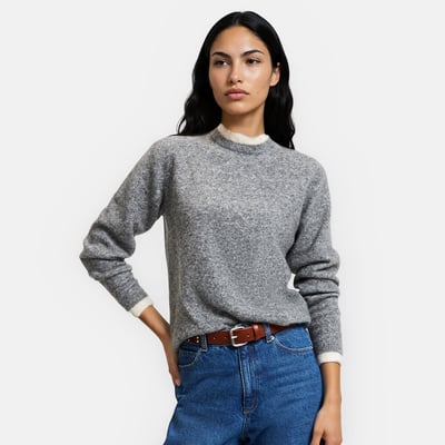 Trui met ronde hals en details in fantasiesteek LA REDOUTE COLLECTIONS