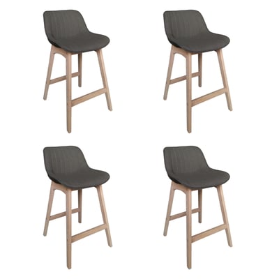 Lot de chaises d'îlot et bar en chêne et assise tissu 65cm MELLOW MOB IN