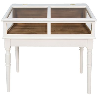 Console vitrine en bois blanc 80x46x85cm WADIGA