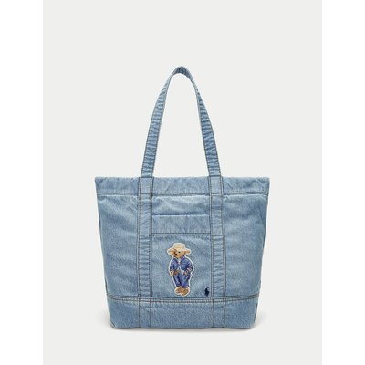 Draagtas met rits in denim, teddybeerpatroon POLO RALPH LAUREN