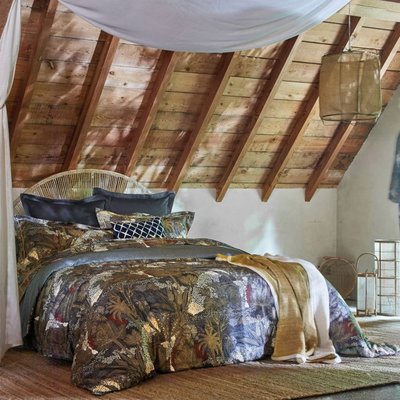 Housse de couette satin de coton - JARDINS DE BABYLONE BLANC DES VOSGES