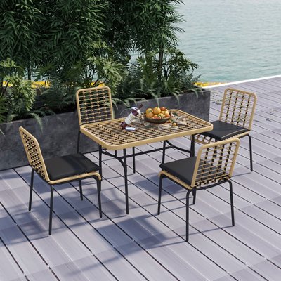 Ensemble salon de jardin 4 places 5 pièces style colonial OUTSUNNY