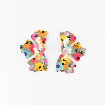 Boucles d'oreilles demi feuilles Balagane imprimé fleurs BALABOOSTE