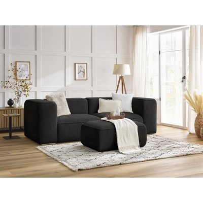 Canapé droit fixe 3 places en tissu texturé avec pouf, ZEPHYR BOBOCHIC