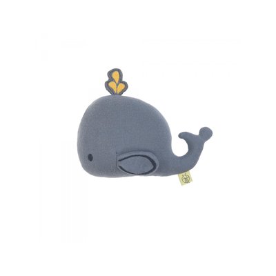Hochet tricoté Little Water Baleine avec grelot / papier bruissant LASSIG