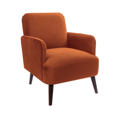 Fauteuil rétro en velours pieds bois foncé - Brooks DRAWER