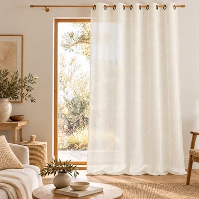 Voilage voile à légère rayure tissée HOME MAISON
