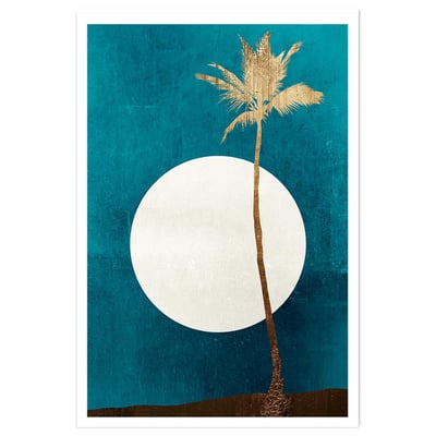 Poster cocotier sur fond bleu HEXOA