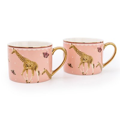 Set of 2 Giraffe Gold Handle Mugs SO'HOME