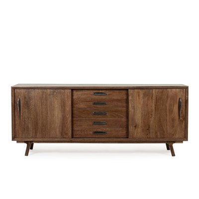 Buffet en bois de manguier vintage 2 portes et 5 tiroirs L200 - SHEILA HELLIN, DEPUIS 1862