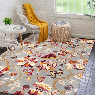 Tapis salon et chambre fait à la main en laine motif floral AMANPIRI UN AMOUR DE TAPIS