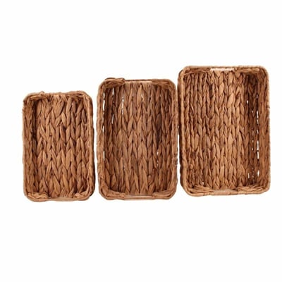 Lot de 3 plateaux rectangulaires en jacinthe d'eau ORNAMI