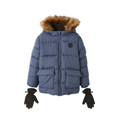 Doudoune à capuche doublée polaire avec gants ou moufles VERTBAUDET