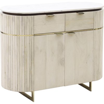 Buffet arrondi en bois de manguier naturel et plateau marbre RECOLLECTION