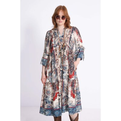 Robe midi en imprimé avec plastron JEAN-MARC PHILIPPE